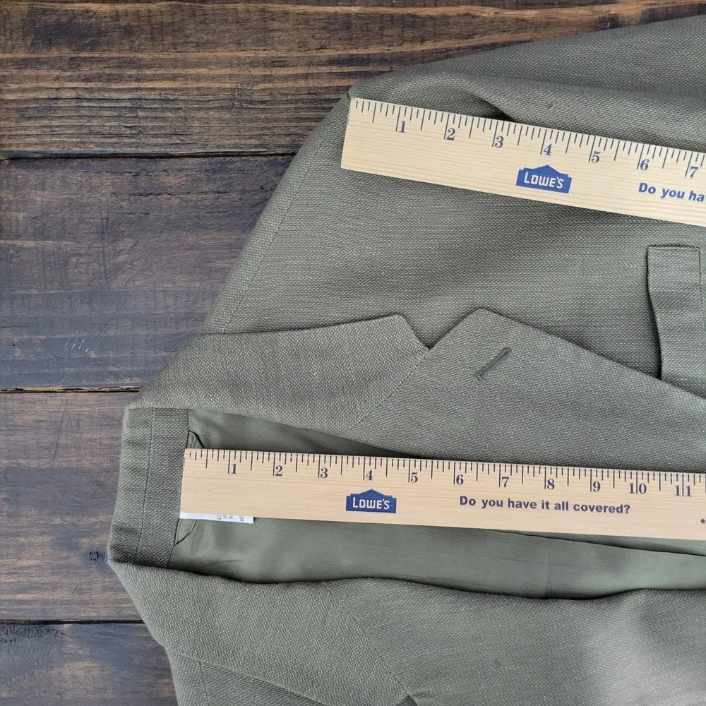 Claiborne Men's Sport Coat Blazer‎ Two Button Green Cotton Linen Blend 40R